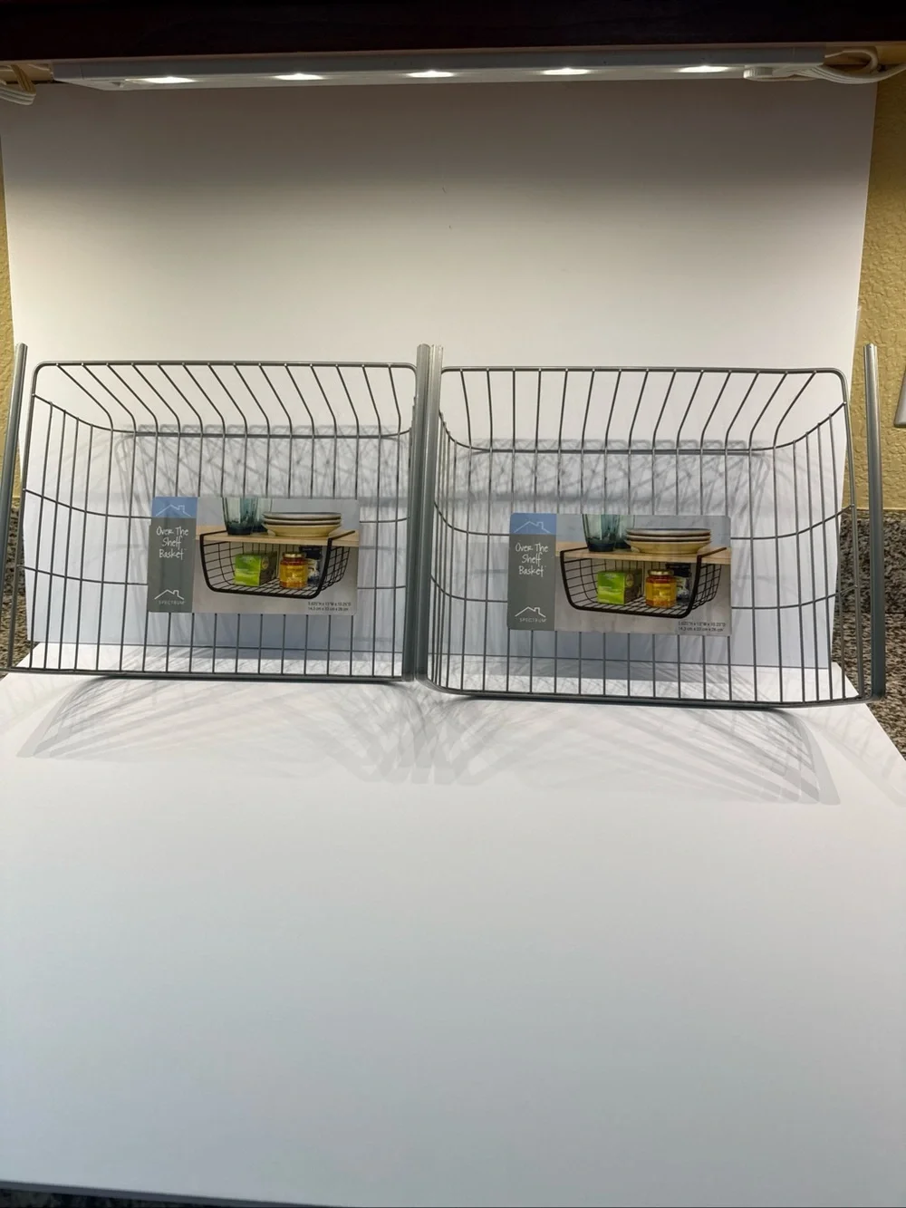 Spectrum Over-The-Shelf Wire Basket -under a shelf additional storage organizer